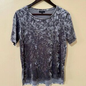 Dynamite Grey Silver Crushed Velvet  T Shirt Top Size S